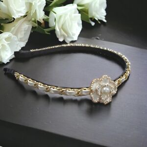 Luxury Camellia Flower Braided Chain Headband New